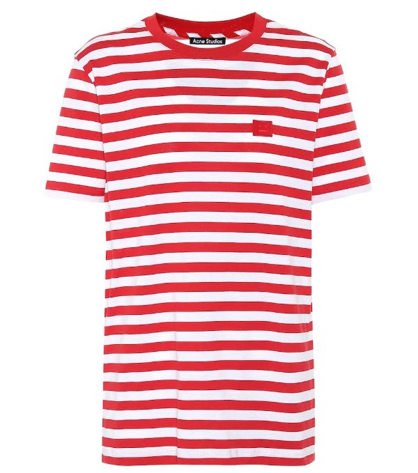 Face striped cotton-jersey T-shirt