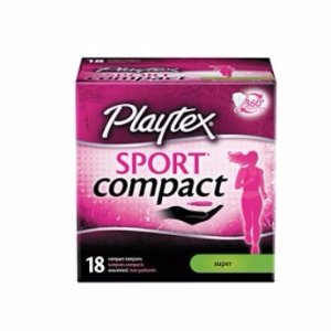 Playtex Sport Super Absorbency Compact Tampons with Flex-Fit Technology, 18 Count