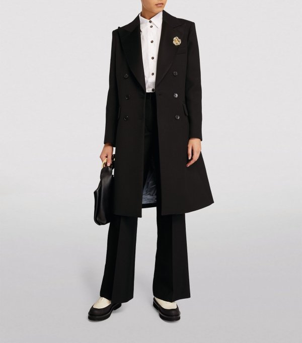 Sale | SANDRO Pin-Embellished Double-Breasted Coat | Harrods US