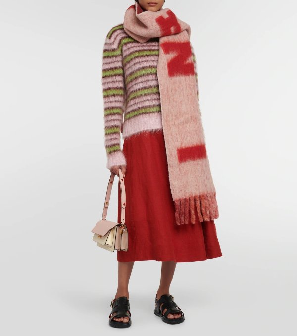 粉色的Logo羊毛混纺围巾 - Marni | Mytheresa