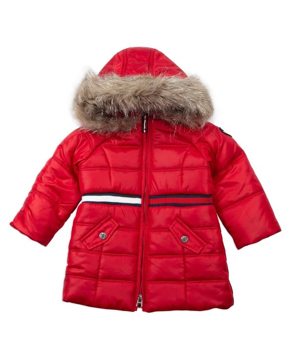 Baby Girls Longline Puffer with Sequin Patch