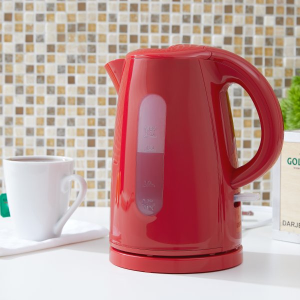 Mainstays 1.7-Liter Plastic Electric Kettle, Red Fruit