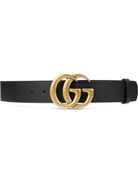 Leather belt with double G buckle