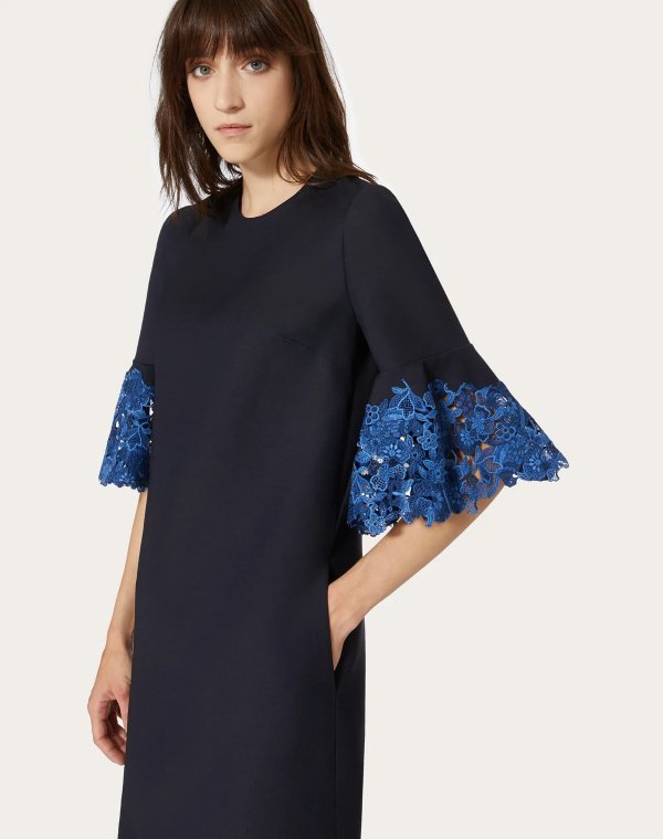 Crepe Couture and Macrame Inlay Dress for Woman | Valentino Online Boutique