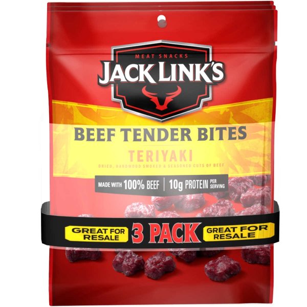Jack Link’s Beef Tender Bites, Teriyaki, 3.25 oz, 3 ct