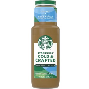 Starbucks Cold & Crafted Coffee, Coffee + A Splash Of Milk & Vanilla, 11oz Bottles (12 Pack)
