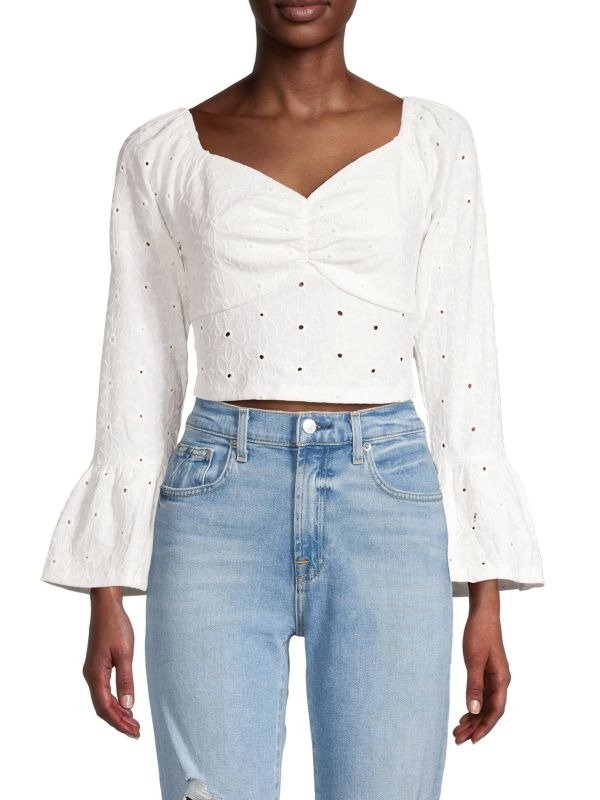 Eyelet-Embroidered Crop Top