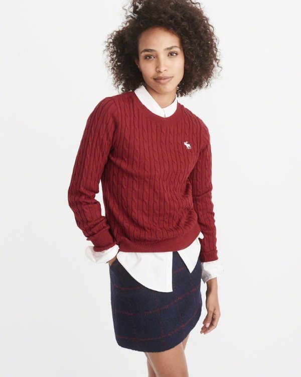 Womens Icon Cable Crew Sweater | Womens Best Of Sale | Abercrombie.com