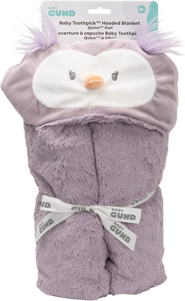 Baby GUND Lil’ Luvs Hooded Blanket, Quinn Owl, Ultra Soft Plush Security Blanket for Babies and Newborns