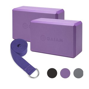 Gaiam Essentials 香芋紫瑜伽砖、瑜伽带套装好价收