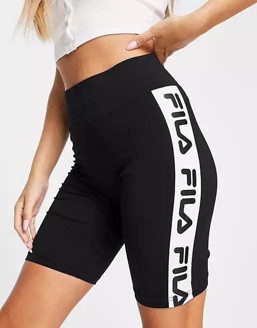 legging shorts with taping in black