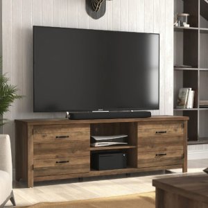 Hillsdale Lancaster Farmhouse 70” TV Stand with Charging Station for TV’s up to 75”