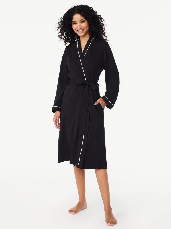 Women’s Cotton Blend Long Sleeve Wrap Robe, Sizes S to 3X