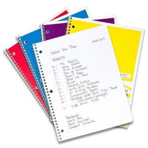 Mead Spiral Notebook 1-Subject, 70-Count, Wide Ruled, COLOR WILL VARY, 4 Pack