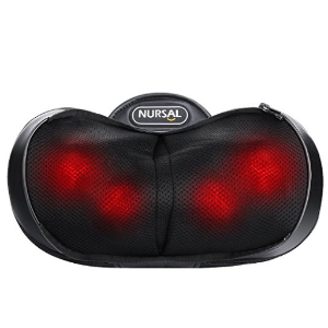 NURSAL Shiatsu Neck Pillow Massager, 3D Deep Kneading Massage Pillow with Heat Spa Therapy and Warm Hand Bag for Neck, Shoulder and Back Fatigue, Stiffness and Pain Relief