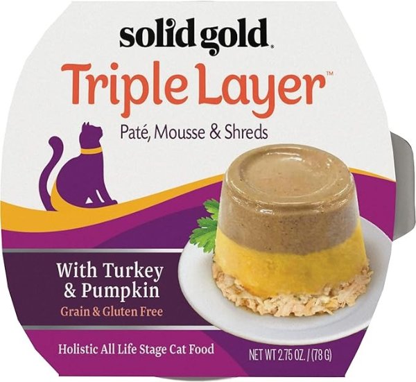 Grain Free Wet Cat Food Pate - Made with Real Turkey & Pumpkin - Triple Layers Canned Cat Food Mousse, Pate, and Shreds for Healthy Digestion, Weight Control, & Overall Immunity