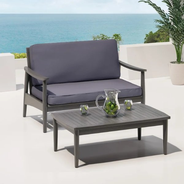 Outdoor 2 Piece Sofa Seating Group with Cushions