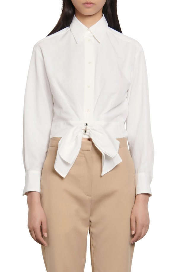 Crop Shirt with Removable Bow