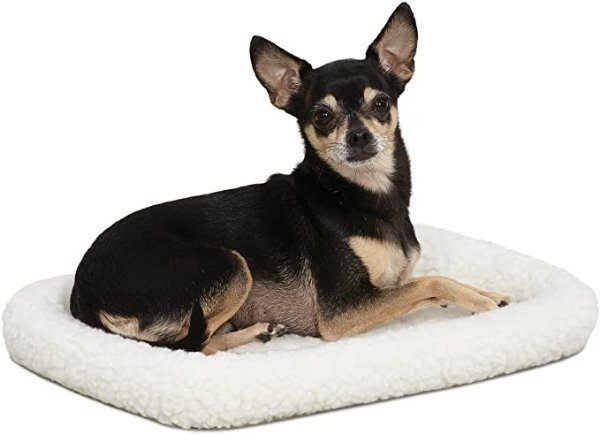 18L-Inch White Fleece Dog Bed or Cat Bed w/ Comfortable Bolster | Ideal for "Toy" Dog Breeds & Fits an 18-Inch Dog Crate | Easy Maintenance Machine Wash & Dry | 1-Year Warranty