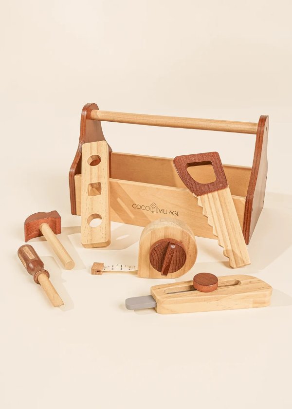 木制工具盒玩具套装