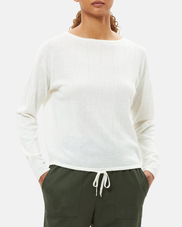 Drawstring Sweater in Wool-Linen