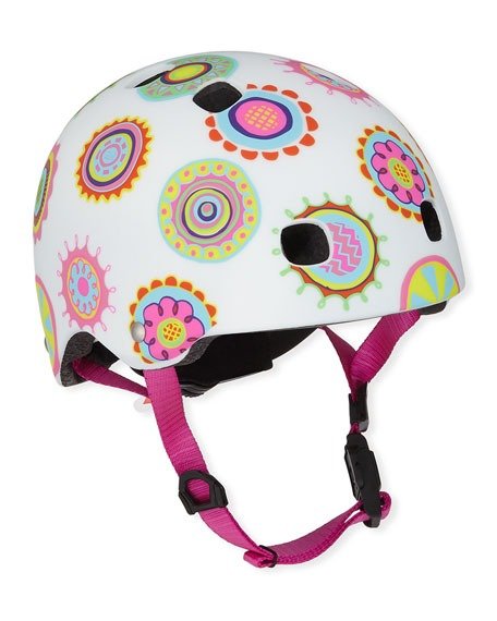 Girls' Floral Doodle Dot-Print Helmet, XS