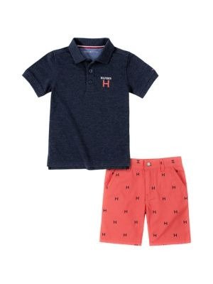 Little Boy's 2-Piece Polo & Cotton Twill Shorts Set