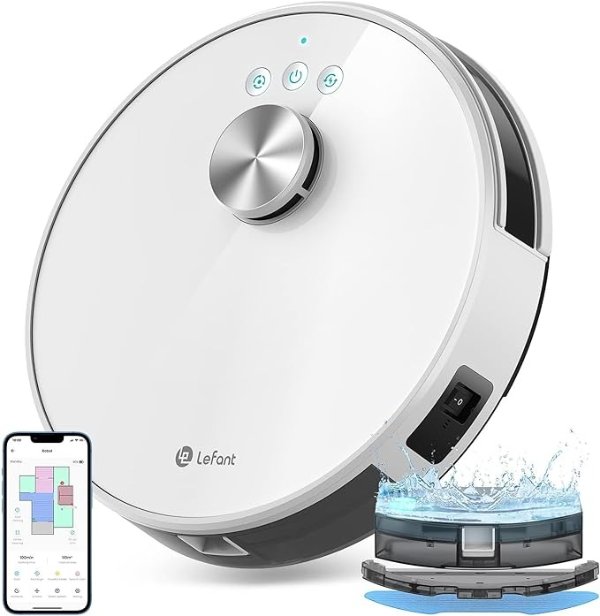 M1 Robot Vacuum and Mop, Lidar Navigation, 3500Pa Suction, 150min Runtime, Real-time Map, No-go Zone, Area Cleaning, Compatible with Alexa/App, Good for Hardwood Floors and Pet Hair