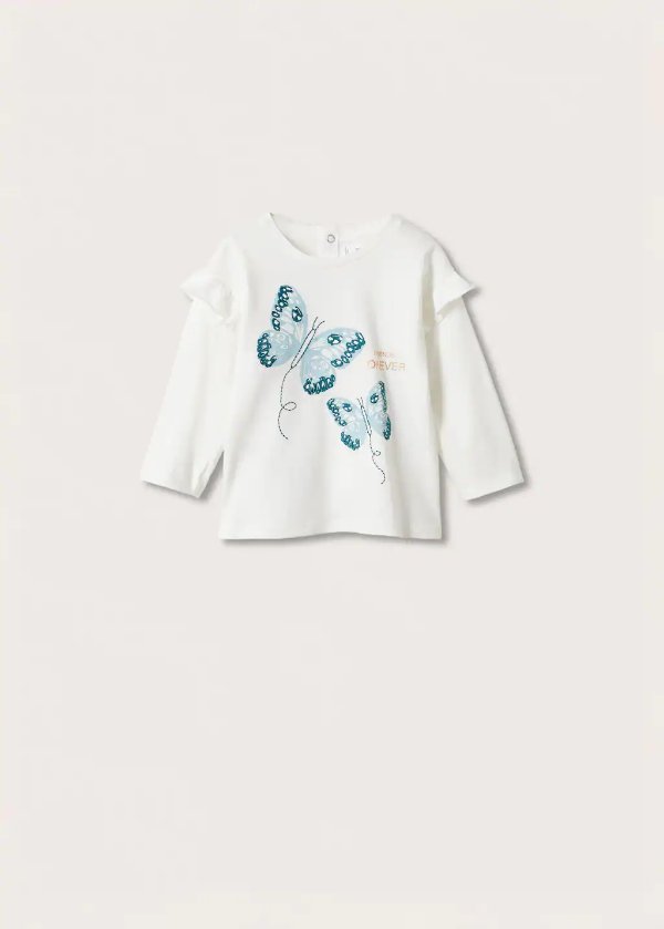 Embroidered long-sleeved t-shirt - Girls | Mango Kids USA