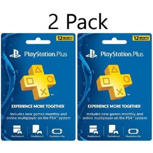2 Pack 12 Month/1 Year Sony PlayStation Plus Membership Subscription