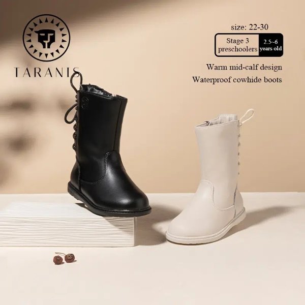Temu Taranis Kids Girls Leather Boots, Baby Girls Soft-soled Shoes