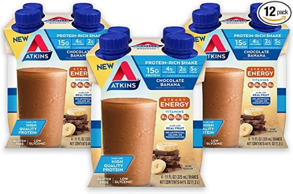 Chocolate Banana Protein-Rich Shake. With B Vitamins and Protein. Made with Real Fruit. Keto-Friendly and Gluten Free, 11 Fl Oz (Pack of 12)