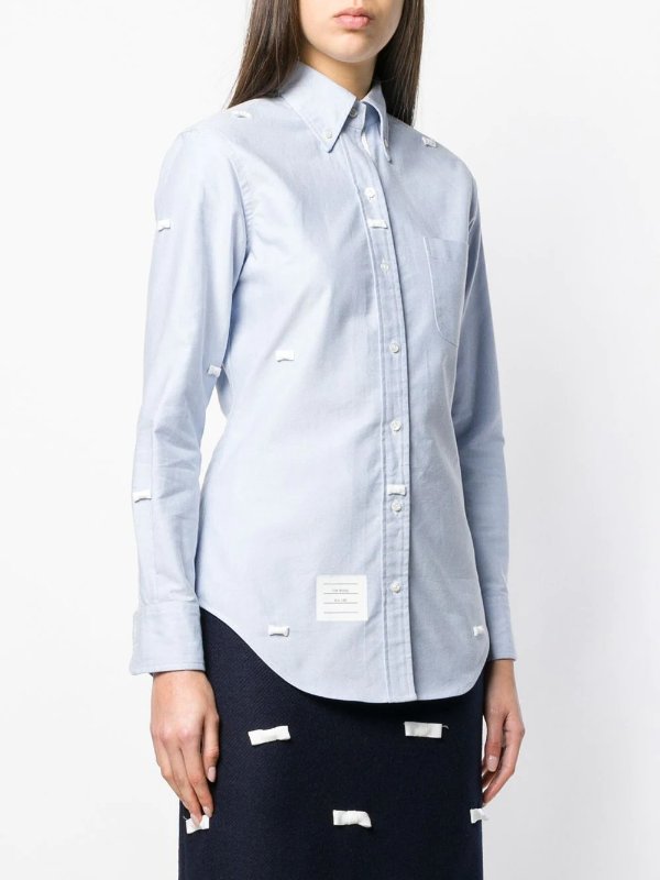 Bow Embroidery Point Collar Shirt