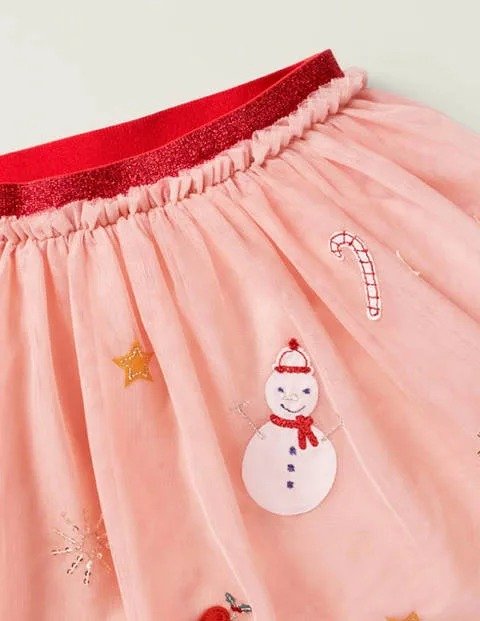 Applique Tulle Skirt - Provence Dusty Pink Festive | Boden US