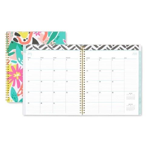 2018-19 Academic Planner Monthly 8" x 10" Floral - Blue Sky
