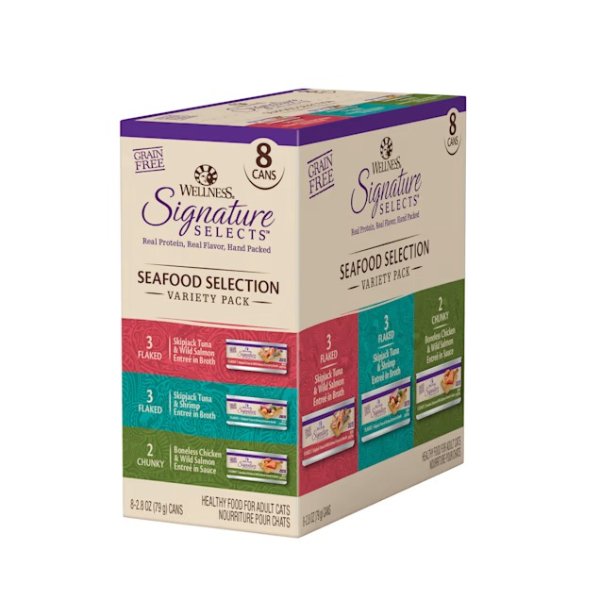 Signature Selects Natural Canned Grain Free Cat Food Variety Pack, Seafood Selection Eight, 2.8 oz. | Petco