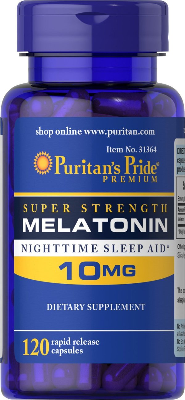 Melatonin 10 mg 120 Rapid Release Capsules | Puritan's Pride