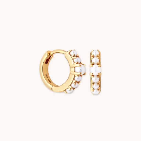 Radiant Gold Pearl Huggies | Astrid & Miyu Earrings
