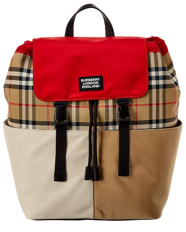 Tri-Color Adjustable Vintage Check Backpack