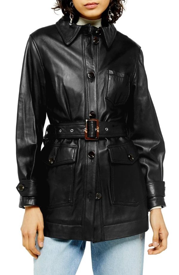 Casey Belted Leather Jacket