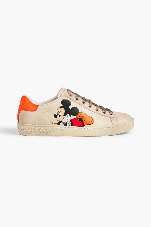 + Disney Ace printed leather sneakers