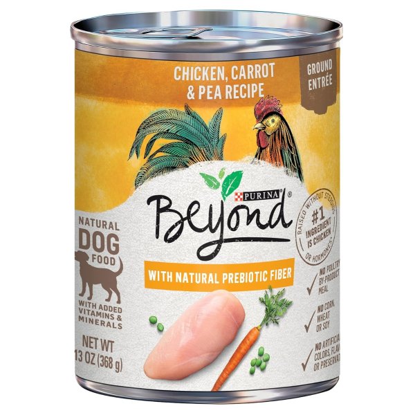 Beyond Grain Free, Natural Pate Wet Dog Food, Grain Free Chicken, Carrot & Pea Recipe - (12) 13 oz. Cans