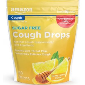 Amazon Basic Care Sugar Free Honey Lemon Cough Drops, 140 Count