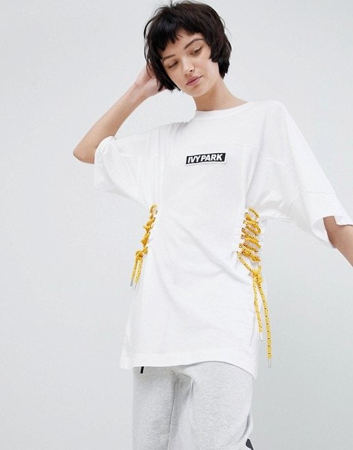 Ivy Park Soccer T-Shirt With Lace Up Sides at asos.com