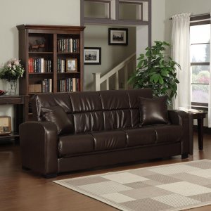 Portfolio Turco Convert-a-Couch Brown Renu Leather Futon Sofa Sleeper