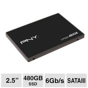 PNY Optima Solid State Drive - 480GB SSD - 2.5", SATA III, 6Gbps, Write 43,000 IOPS, Read 60,000 IOPS - SSD7SC480GOPT-RB 