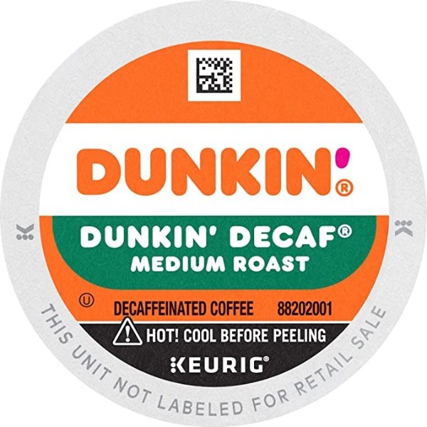 Dunkin' Decaf Medium Roast Coffee, 60 Keurig K-Cup Pods