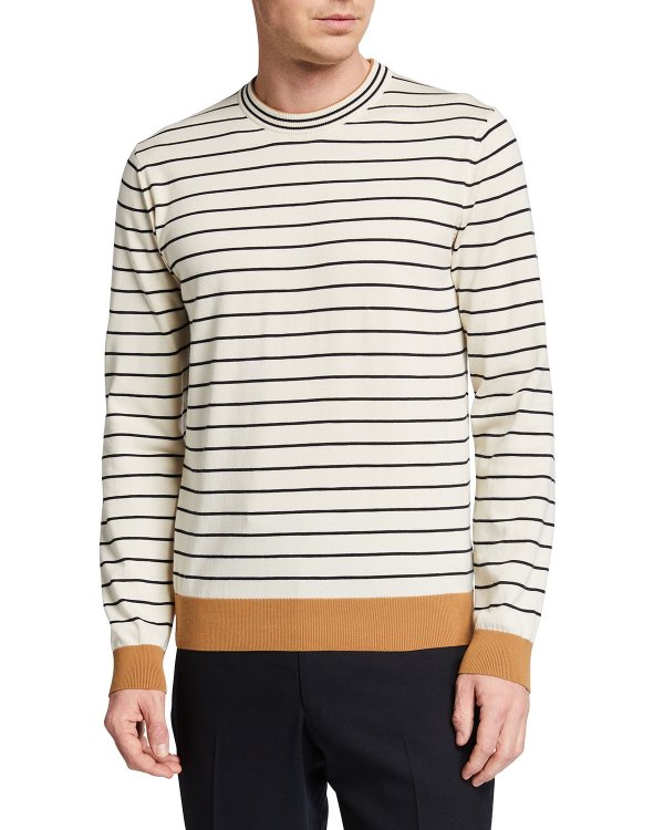 Men's Striped Knit Crewneck Sweater