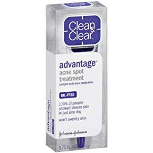 Clean & Clear Advantage Acne Spot Treatment, Oil-Free Acne Medication with Salicylic Acid and Witch Hazel for Rapid Acne Treatment, 0.75 fl. oz