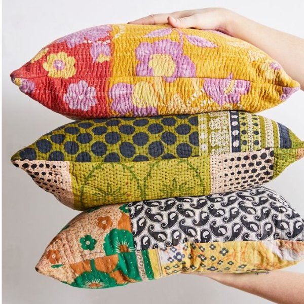One-Of-A-Kind Kantha Throw Pillow